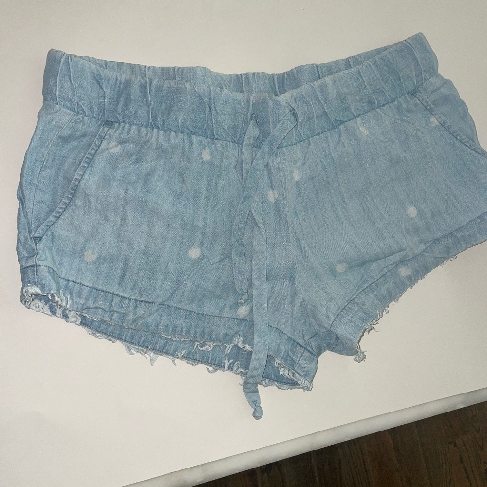 Bella Dahl Light Wash Polka Dot Coverup Drawstring Shorts